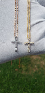 14k Solid Gold Diamond Cross